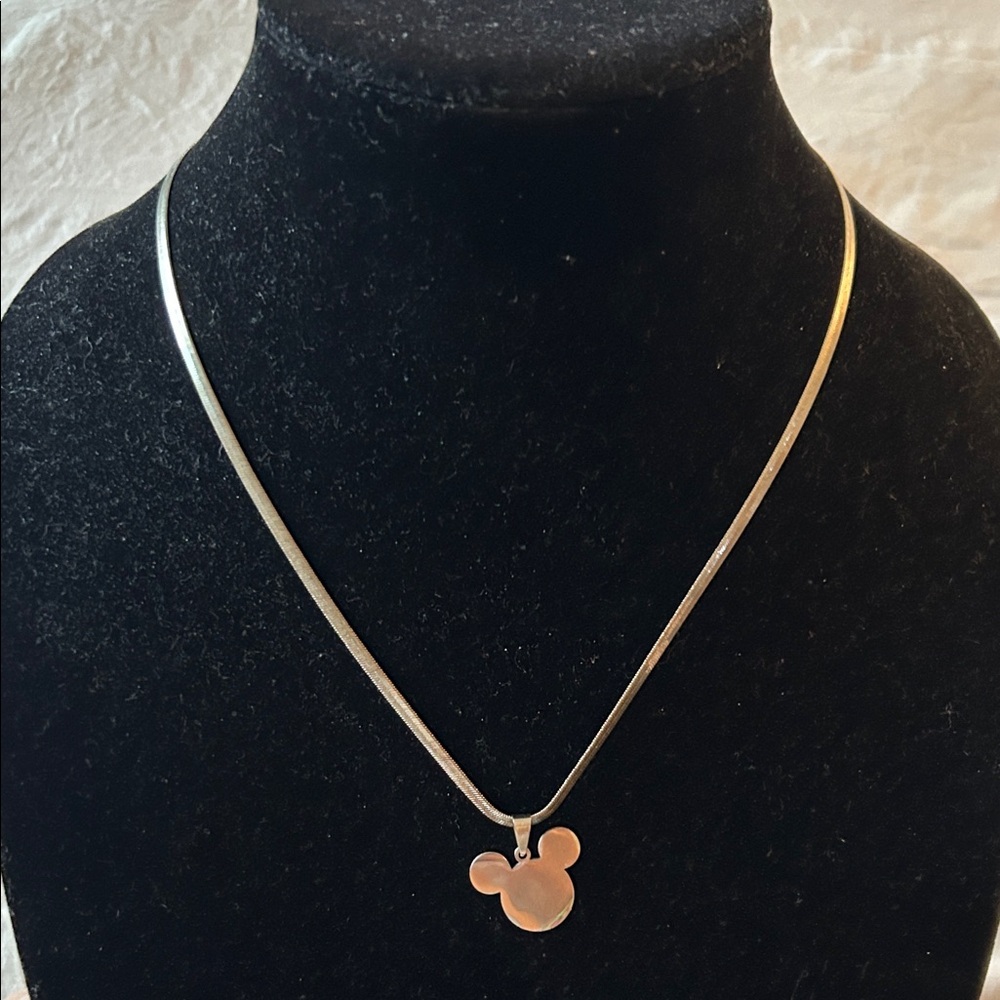 Silver Tone Mickey Pendant Necklace - Women's Jewelry